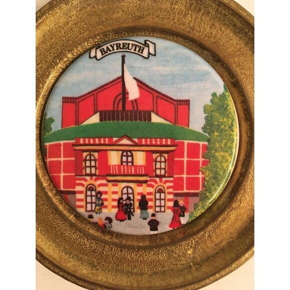 Brass Ceramic Coaster Set (6) Bavaria Munchen Augsburg Landshut Ansbach Bayreuth - Picture 5 of 8